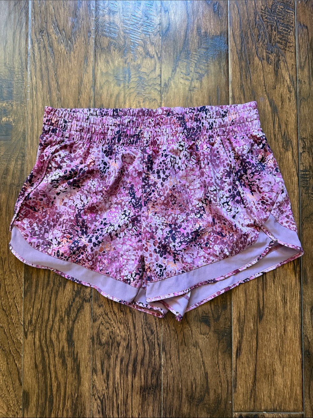 Athleta Racer Run Mid Rise Pink Combo Shorts, size medium - Picture 2 of 10